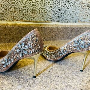 Elegant Gold Embellished Heels